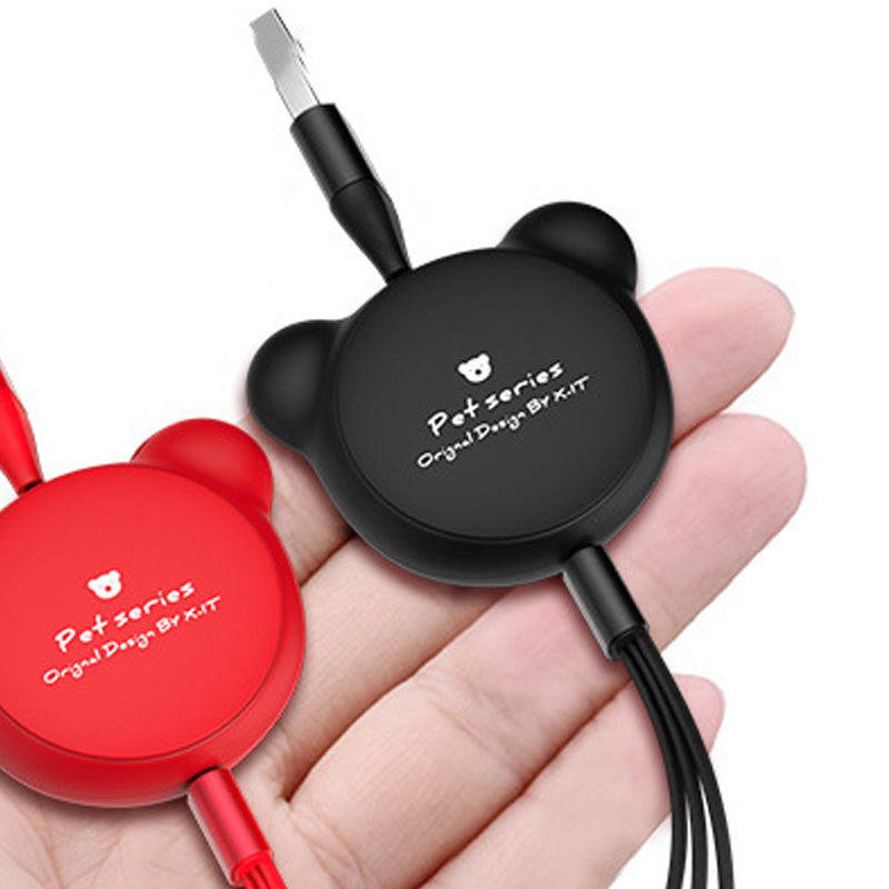 Discover the Cute Telescopic Bear With Three Data Cables